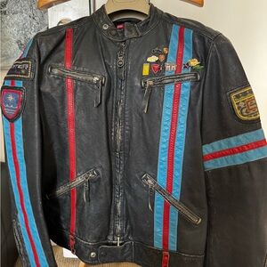 Diesel Retro 90's Moto Style Leather Jacket